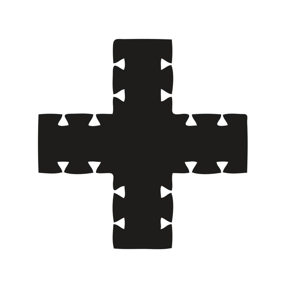 A stylized, black silhouette of a patriarchal cross. vector