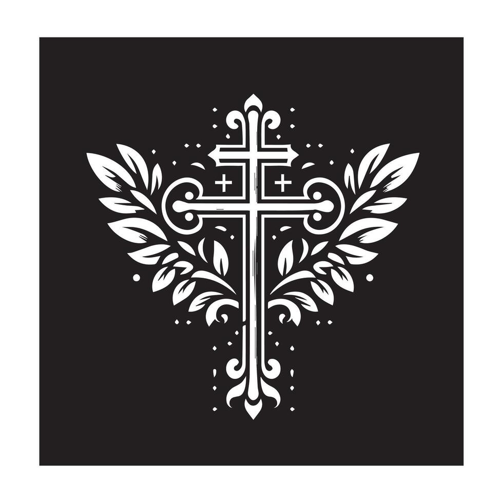 Christian Cross Design on Dark Background vector