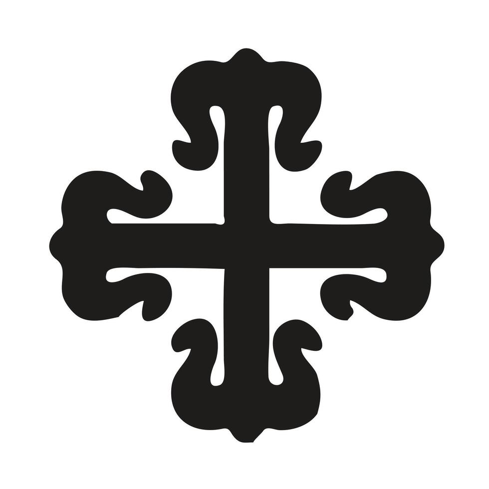 Christian Cross Silhouette Against White Background vector