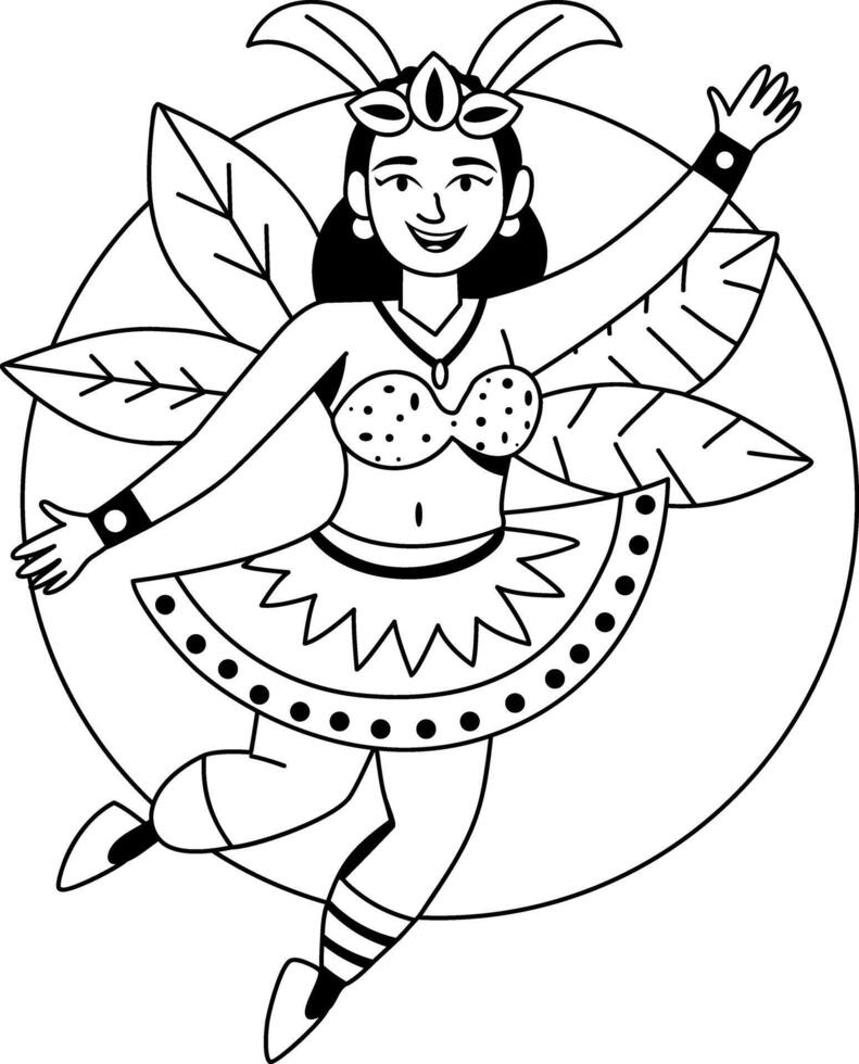 Parade dancer girl illustration in glyph style vector