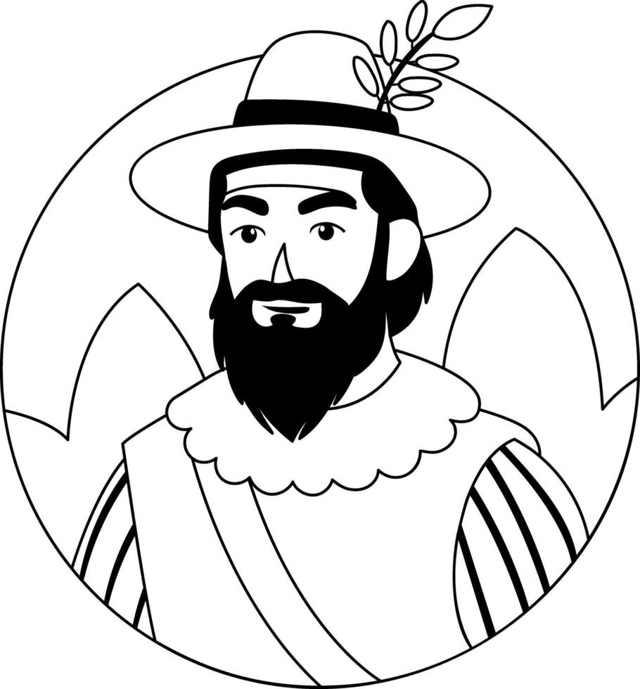 A glyph illustration of mexican hernan cortes vector