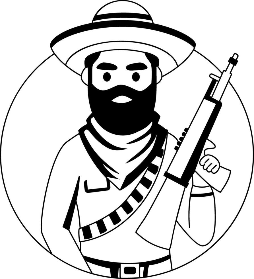 Gunslinger character illustration in glyph style vector