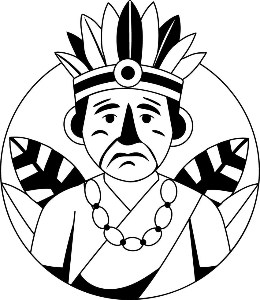 Indigenous character illustration in glyph style vector