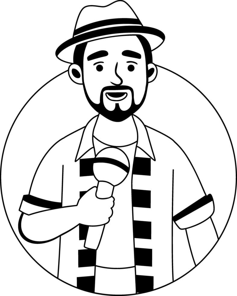 Hispanic singer illustration in glyph style vector