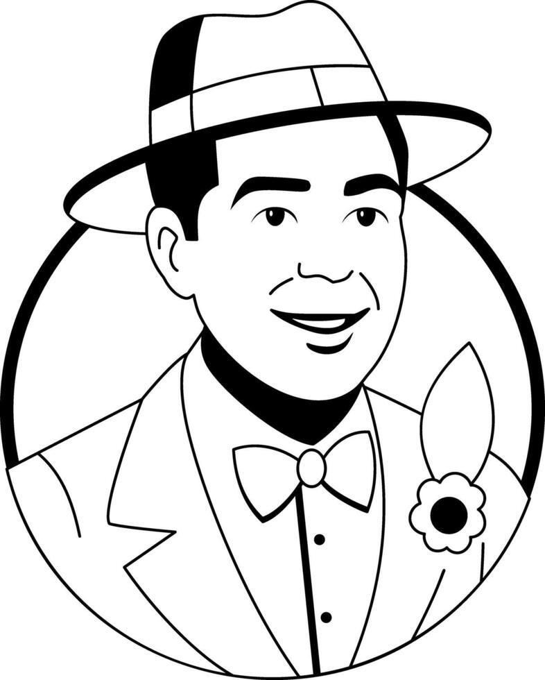 Gentleman character illustration in glyph style vector