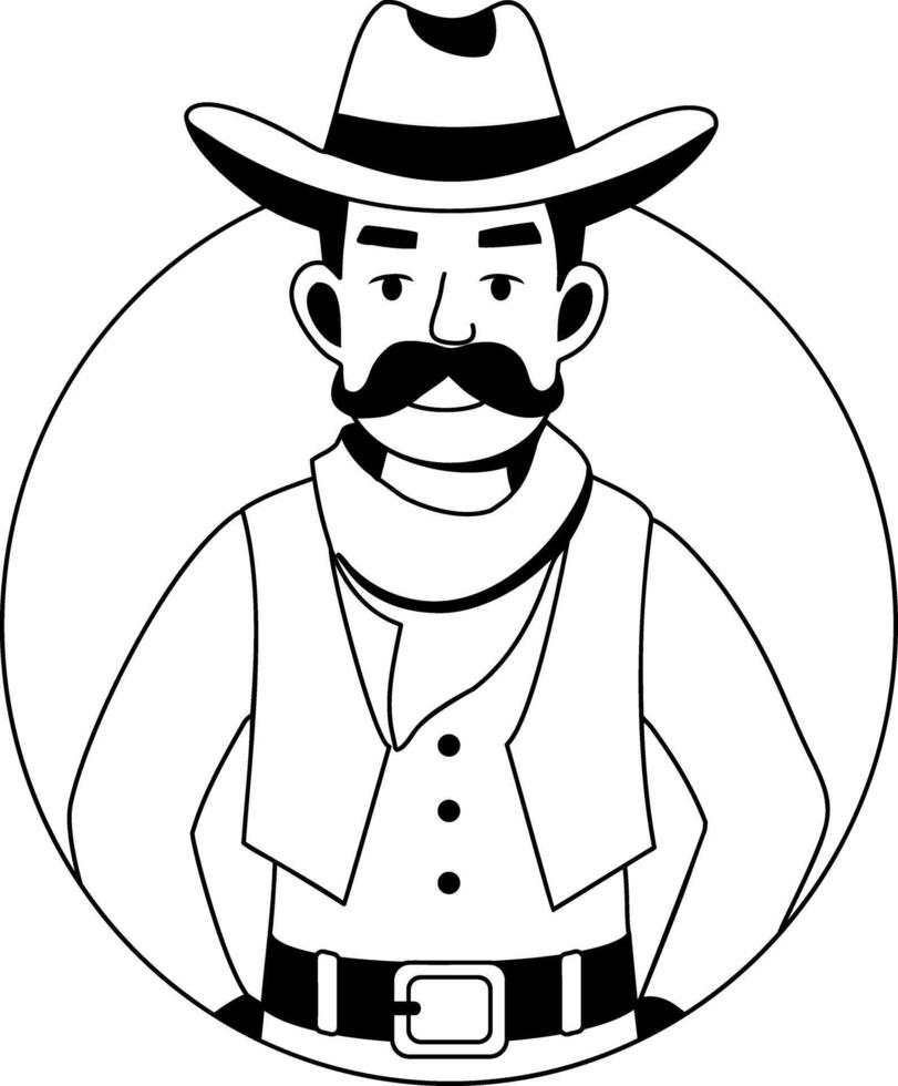Gaucho cowboy illustration in glyph style vector