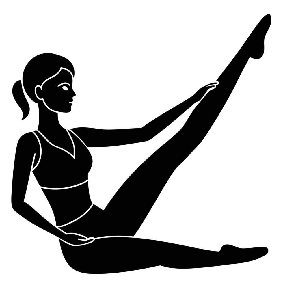 Reclined yoga position with big toe stretch and calm vector