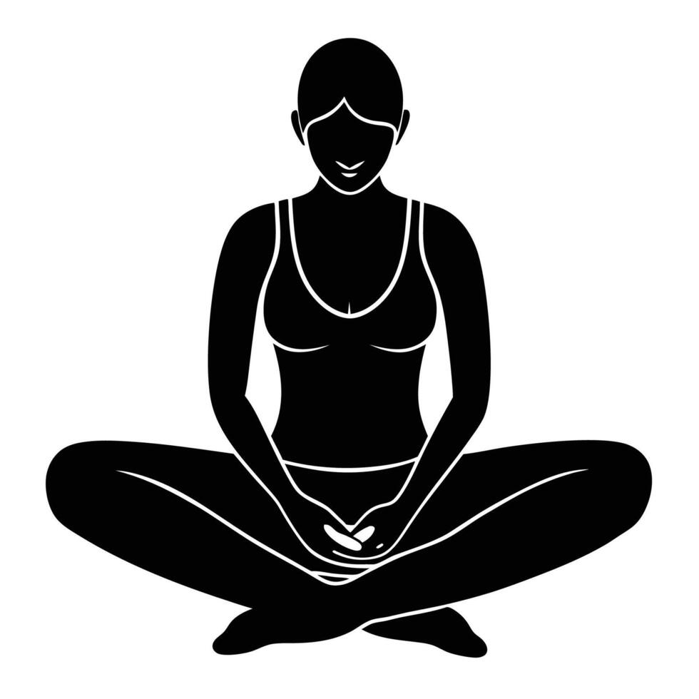 Forward bend seated yoga pose for complete body flexibility vector