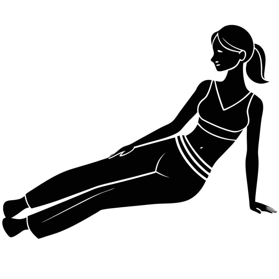 Yoga woman practicing wide-leg pose in supine position vector