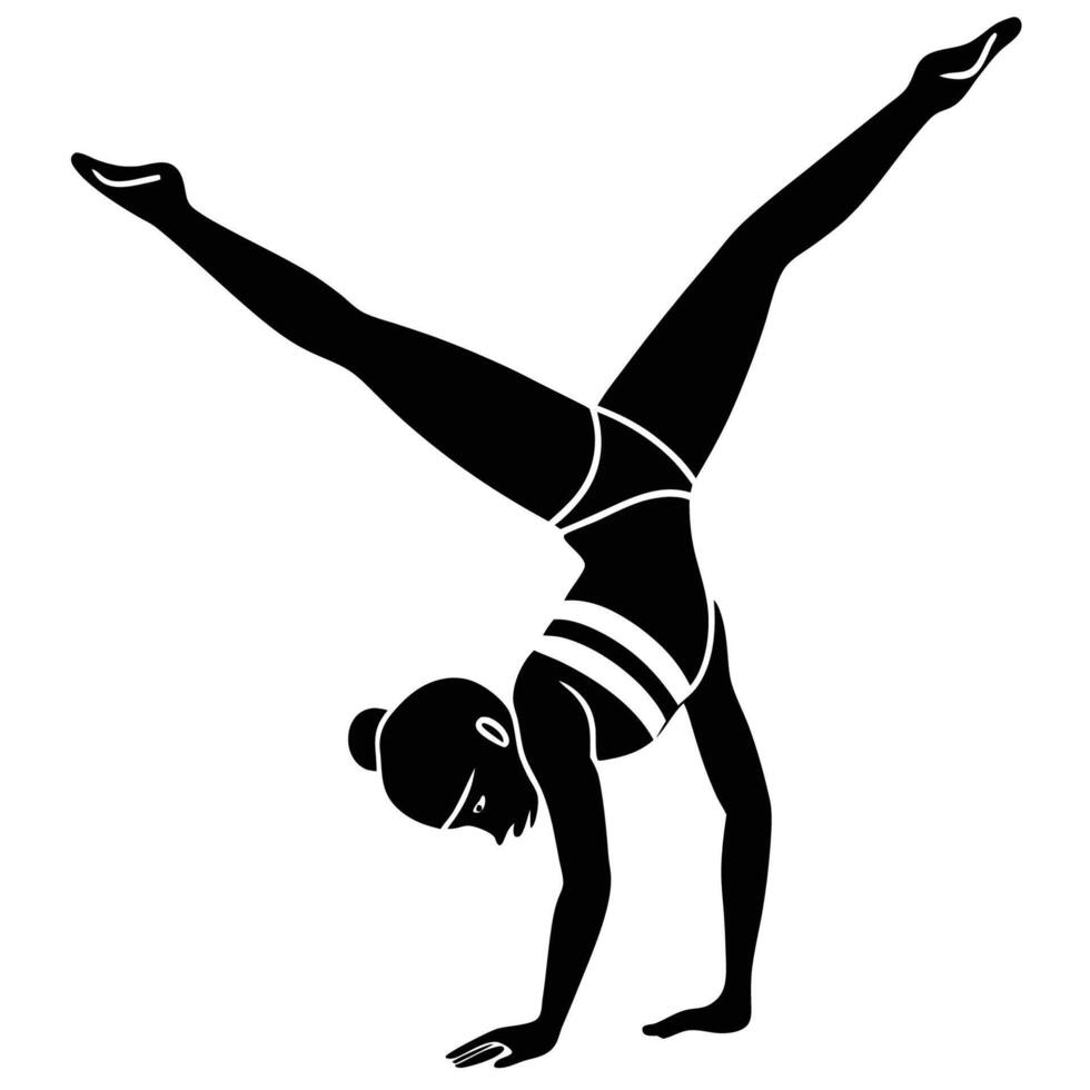 Split handstand pose focusing on balance and advanced strength vector