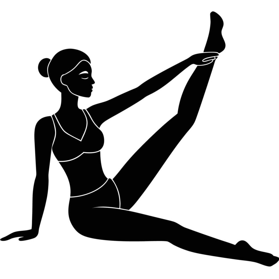 Yoga pose for big toe stretch on reclined position vector