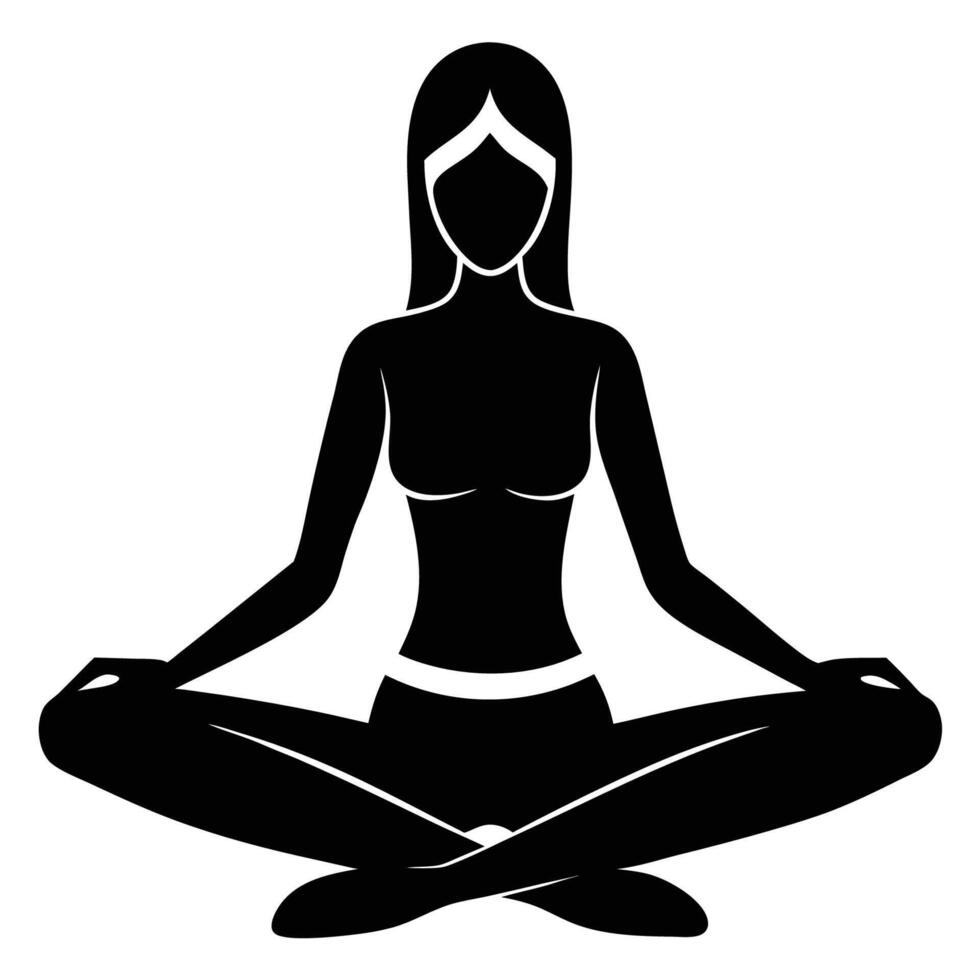 Reclined yoga cross-legged pose performed on white background vector
