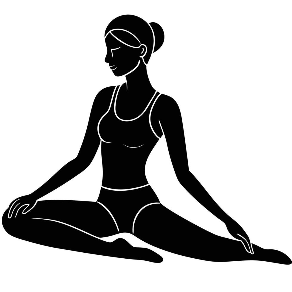 Yoga seated side stretch for flexibility and stress relief vector
