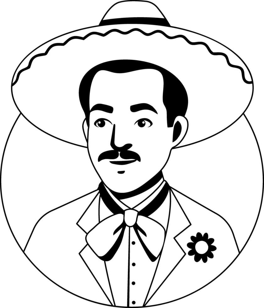 A glyph illustration of character wearing sombrero hat vector