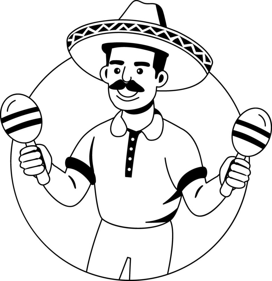 A glyph illustration of mexican character skating maracas vector