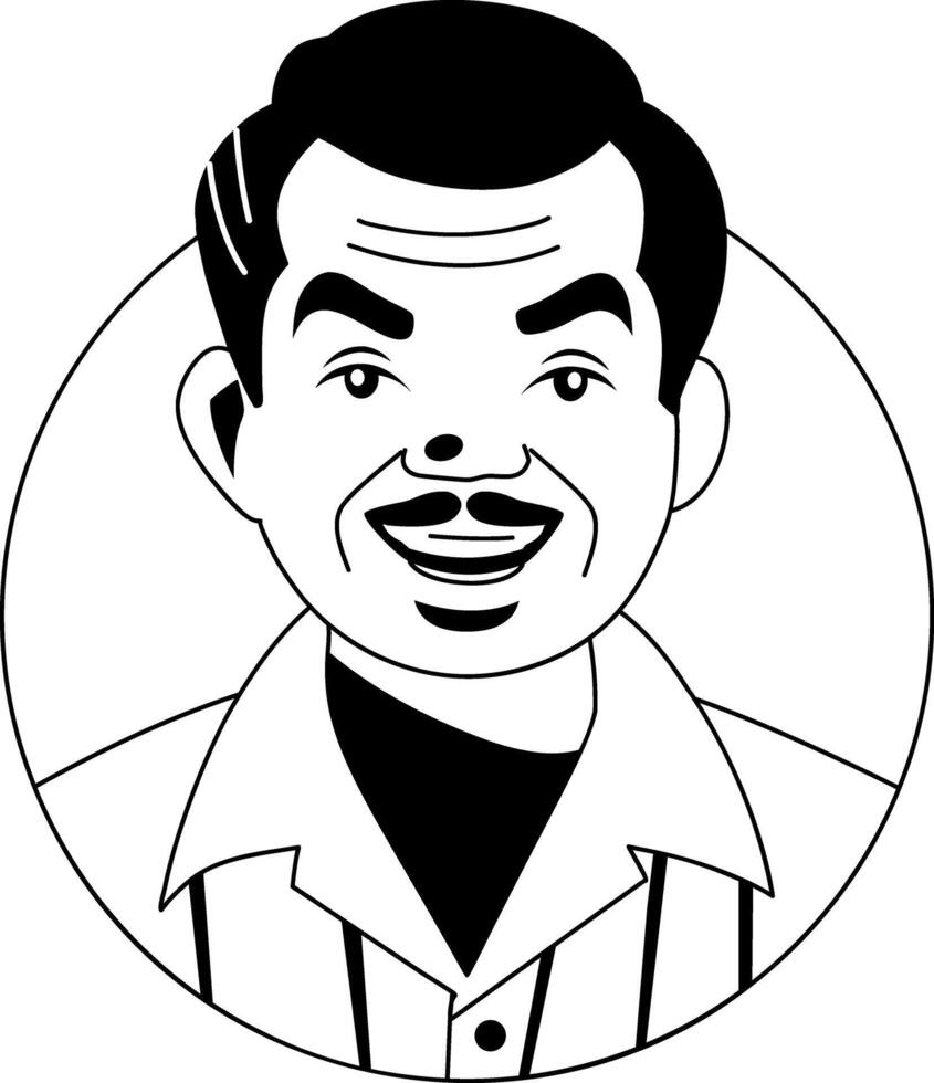 A glyph illustration of a smiling man vector