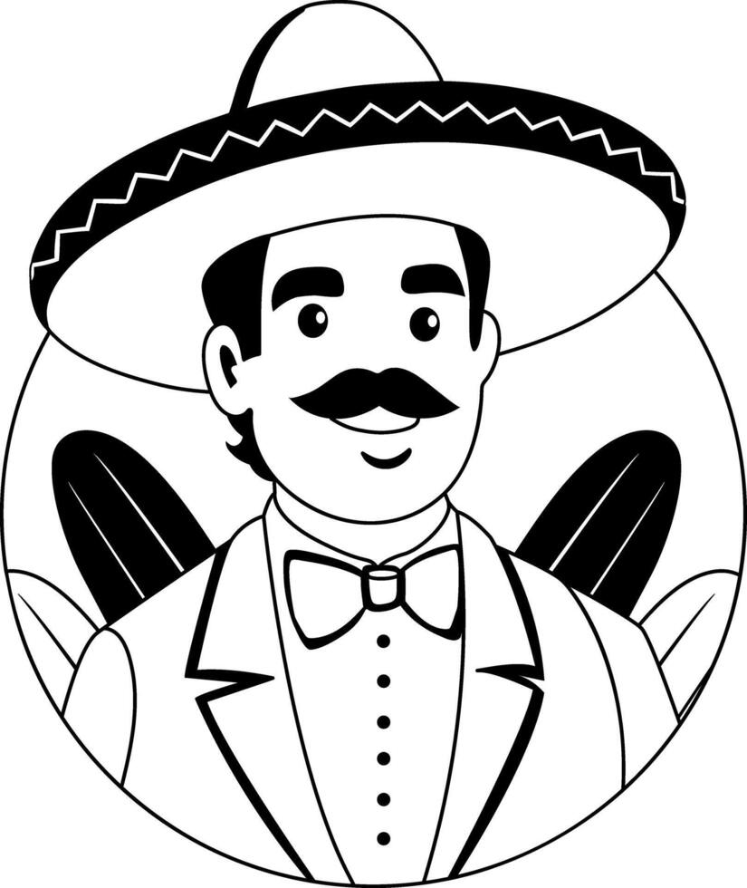 A glyph illustration of a sombrero character vector