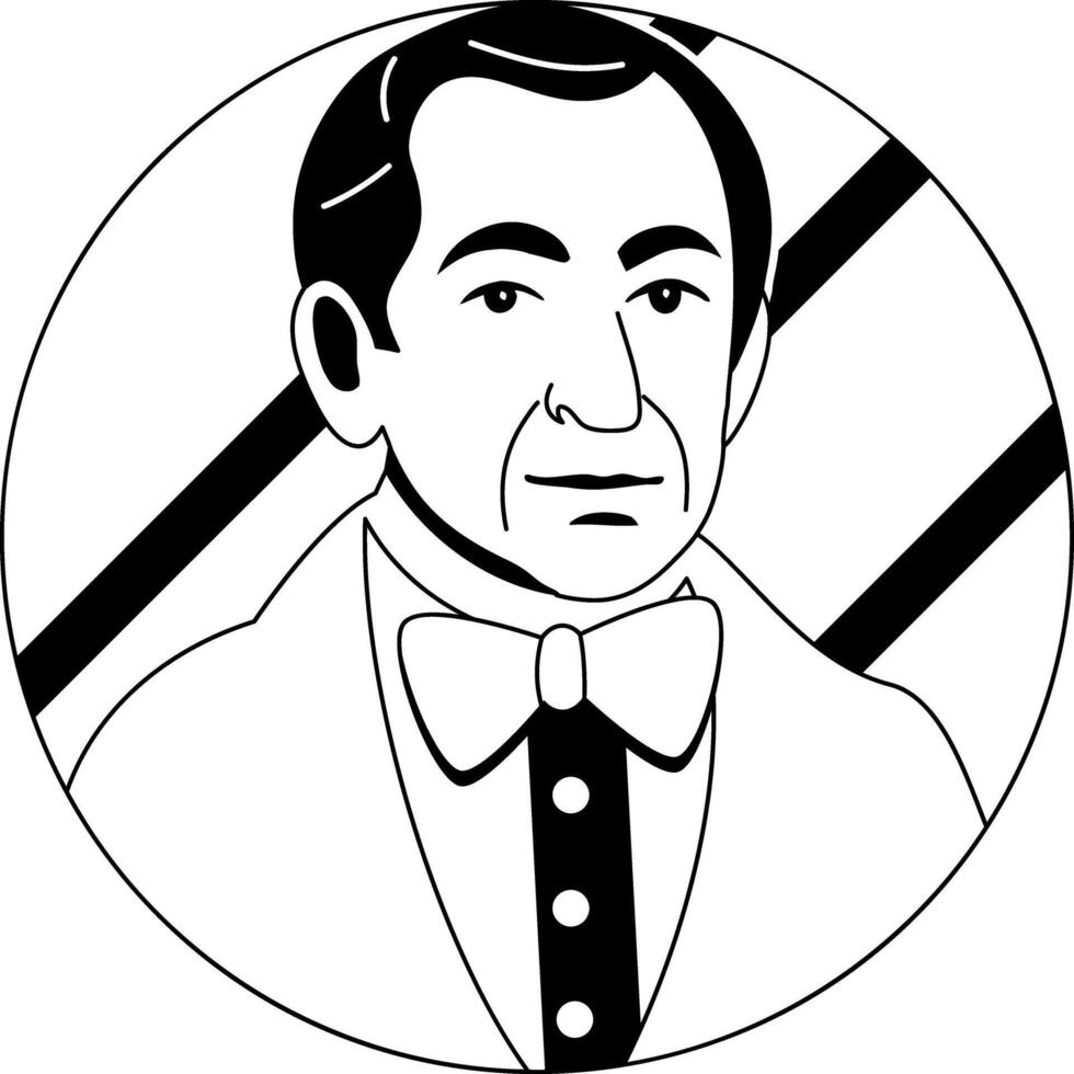 A glyph illustration of a mexican waiter wearing a suit vector