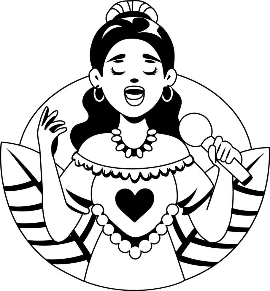 A glyph illustration of mexican woman singer vector