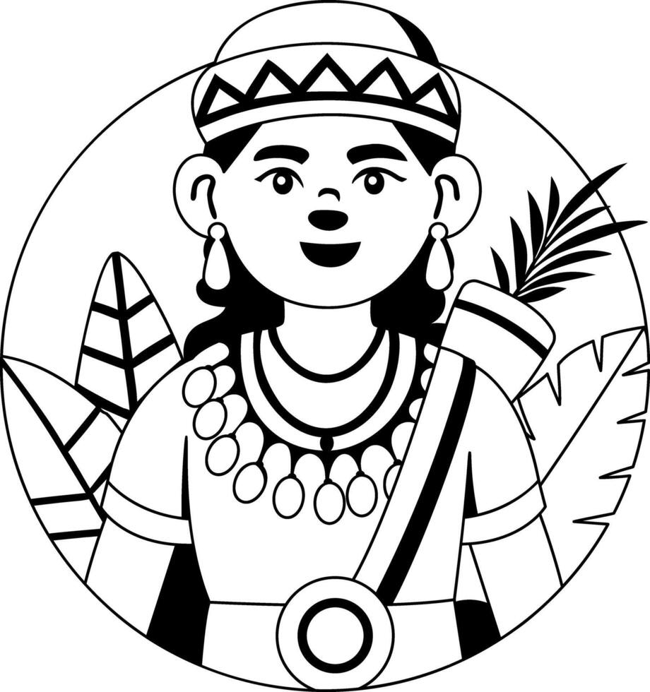 A glyph illustration of a character wearing mexican attire vector