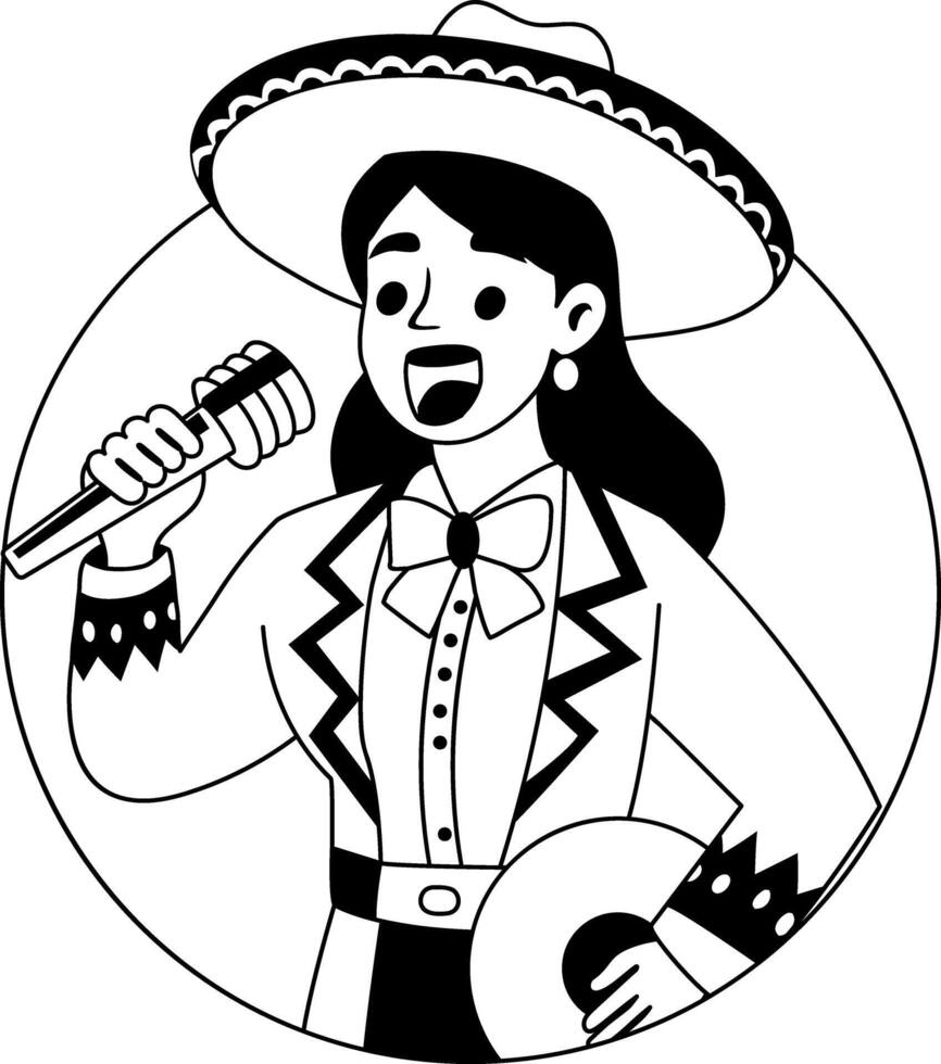 A glyph illustration of traditional mariachi singer vector