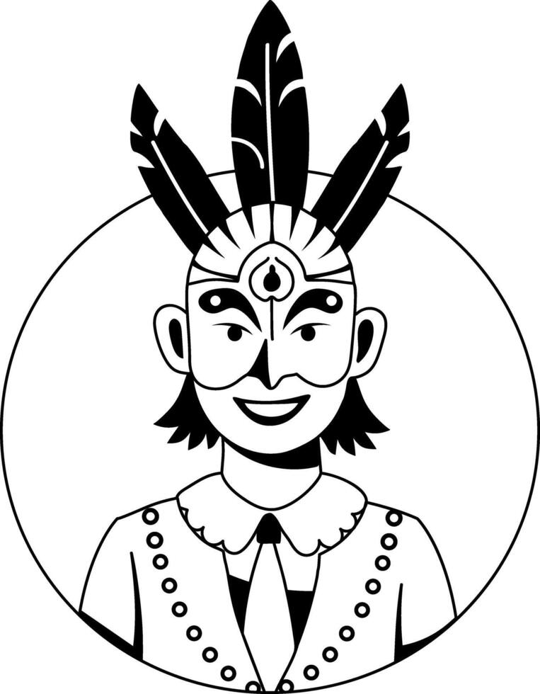 A glyph illustration of a character wearing mexican mask vector