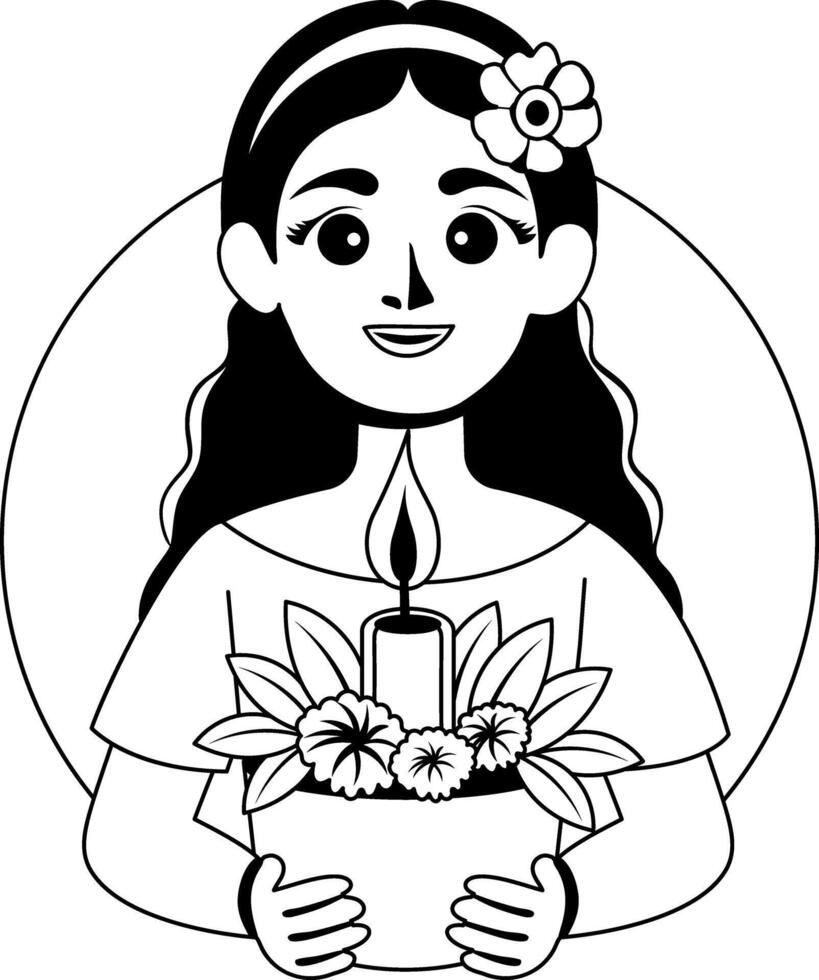 A glyph illustration of beautiful flower girl vector