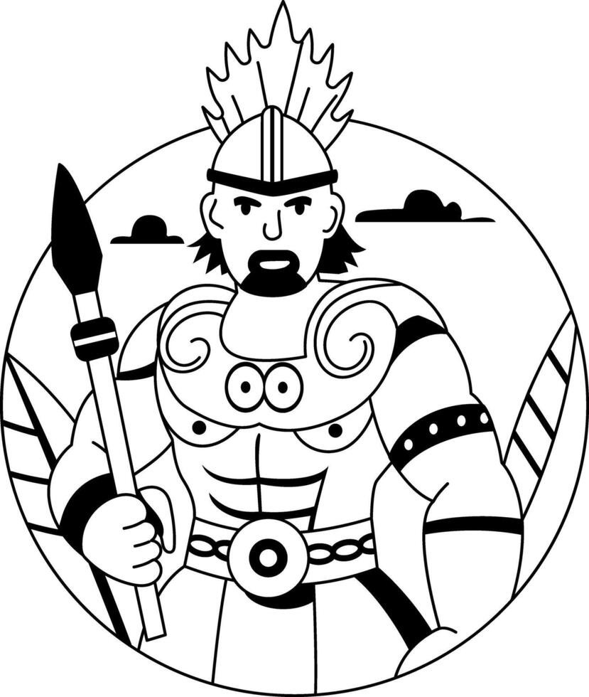 Mexican warrior illustration in glyph style vector