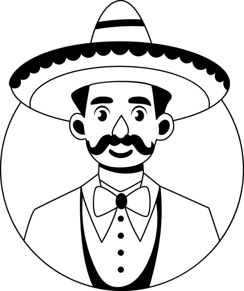 Sombrero culture character illustration in glyph style vector