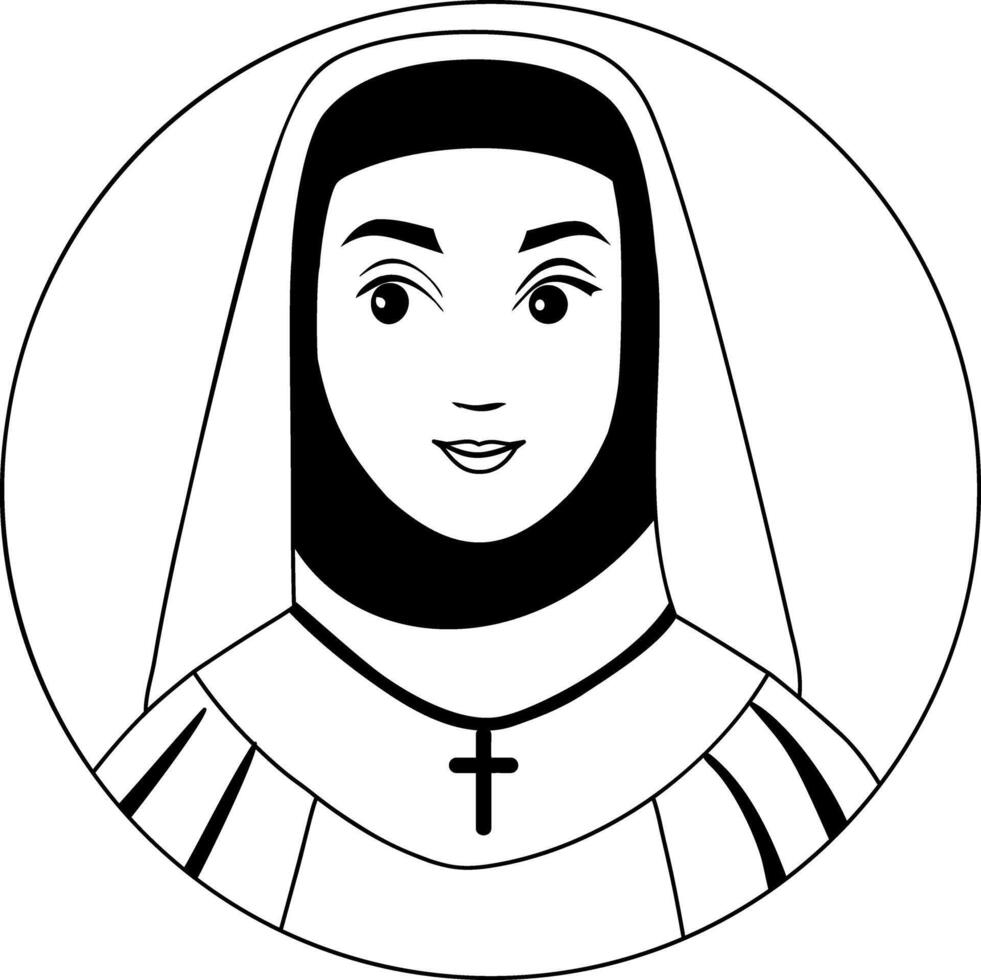 A glyph illustration of nun character vector