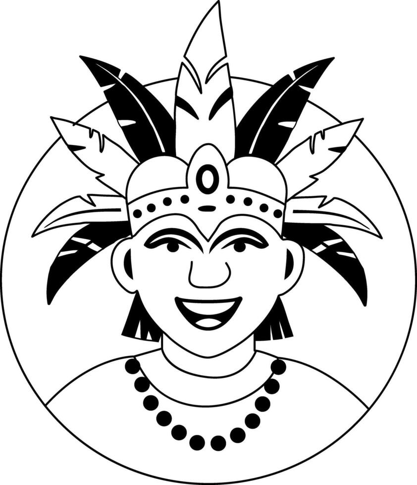 A glyph illustration of smiling carnival performer character vector