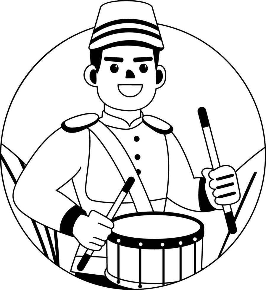 Brand drummer illustration in glyph style vector