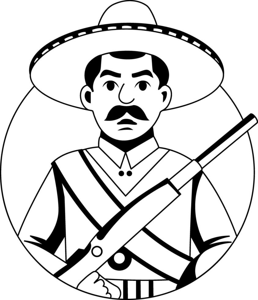 Mexican soldier character illustration in glyph style vector