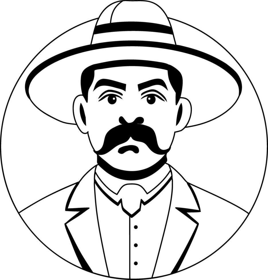 A glyph style illustration of mexican moustache man vector