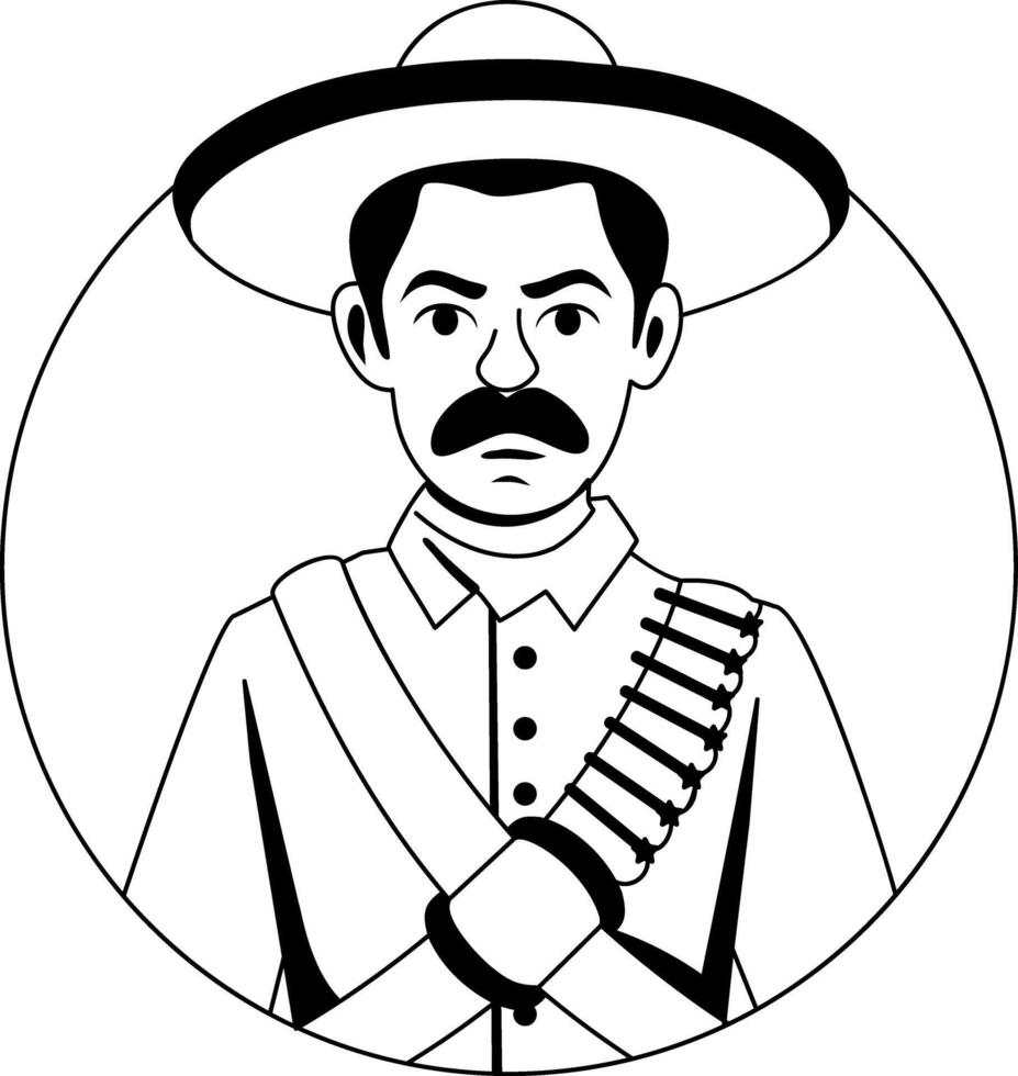 Mexican soldier character in glyph style vector