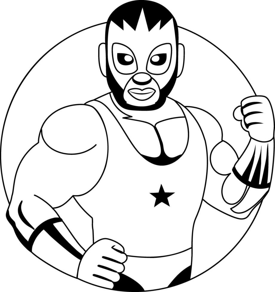 A glyph illustration of mexican wrestler character vector
