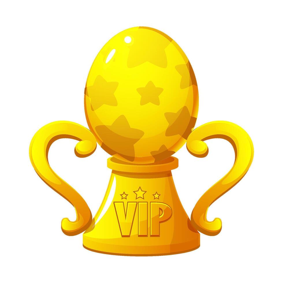 Easter Egg Trophy or Easter award cup, Golden egg in the form of a award cup. Isolated on white background vector