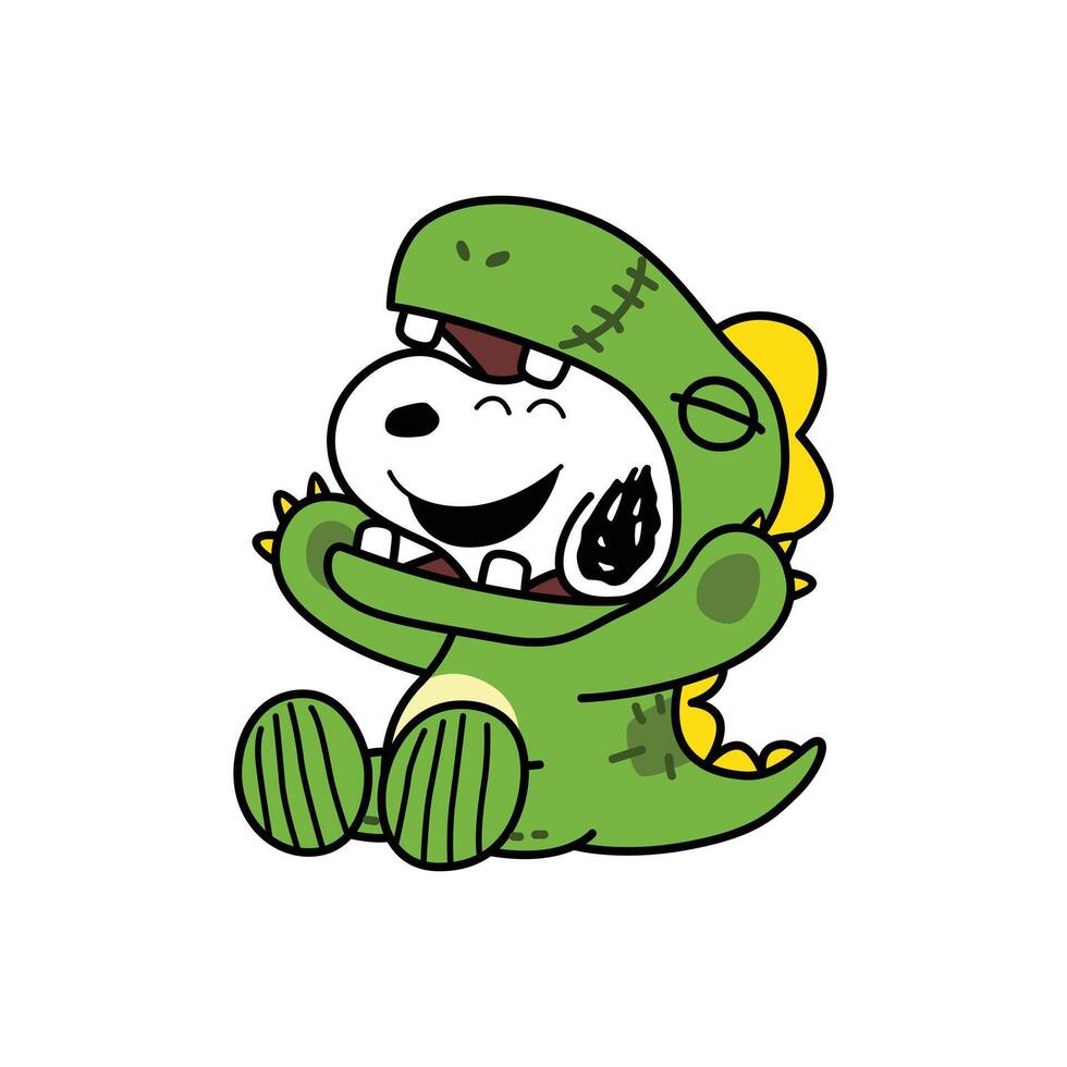 Snoopy in Dino Costume vector