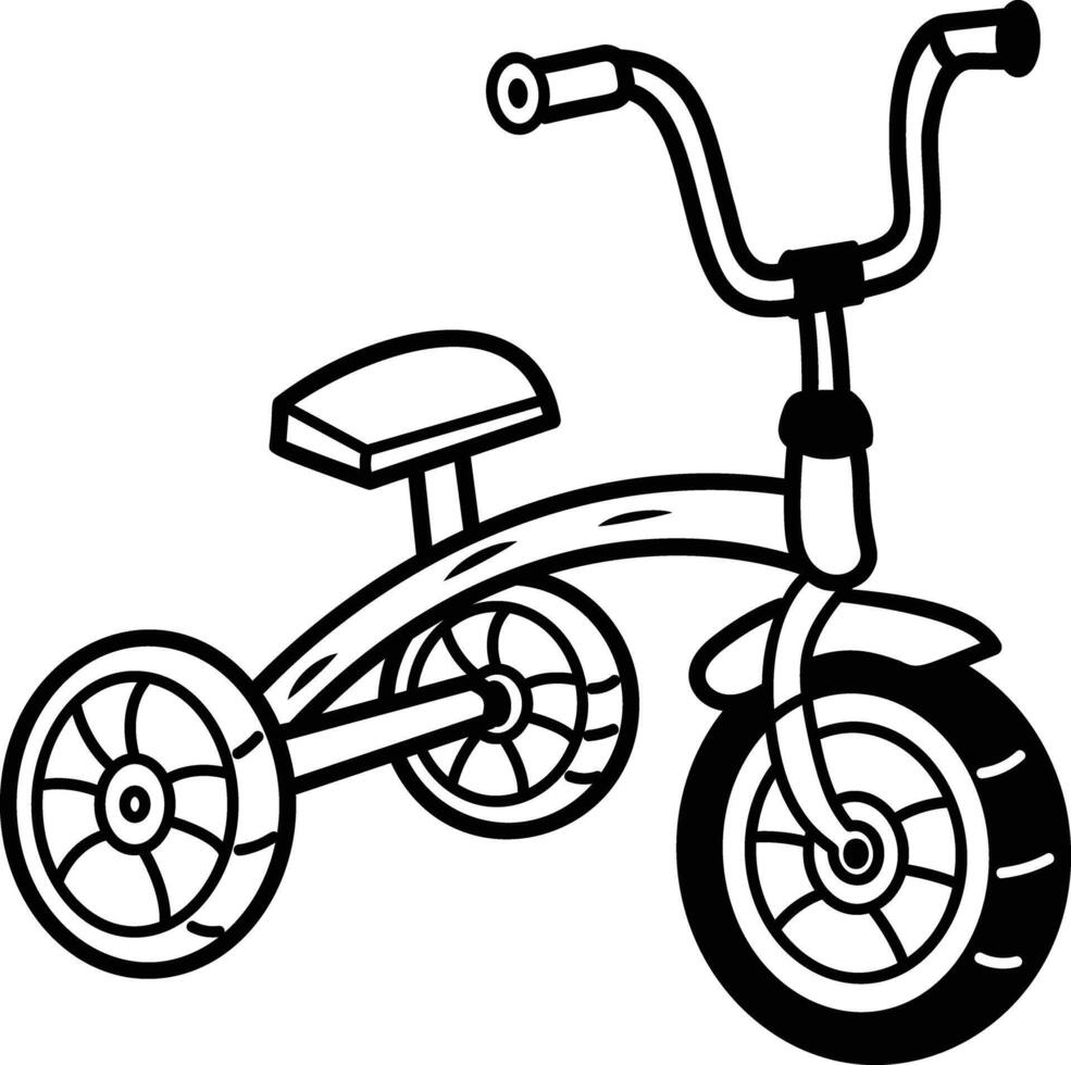 Hand drawn icon of a kids tricycle vector