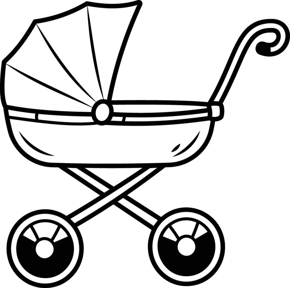 Baby pram icon in doodle style vector