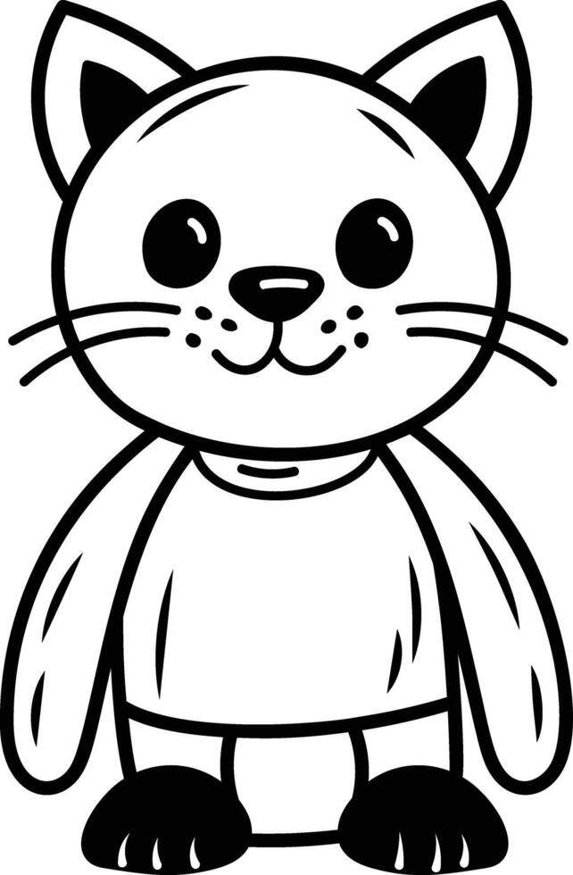 Cute toy cat icon in doodle style vector