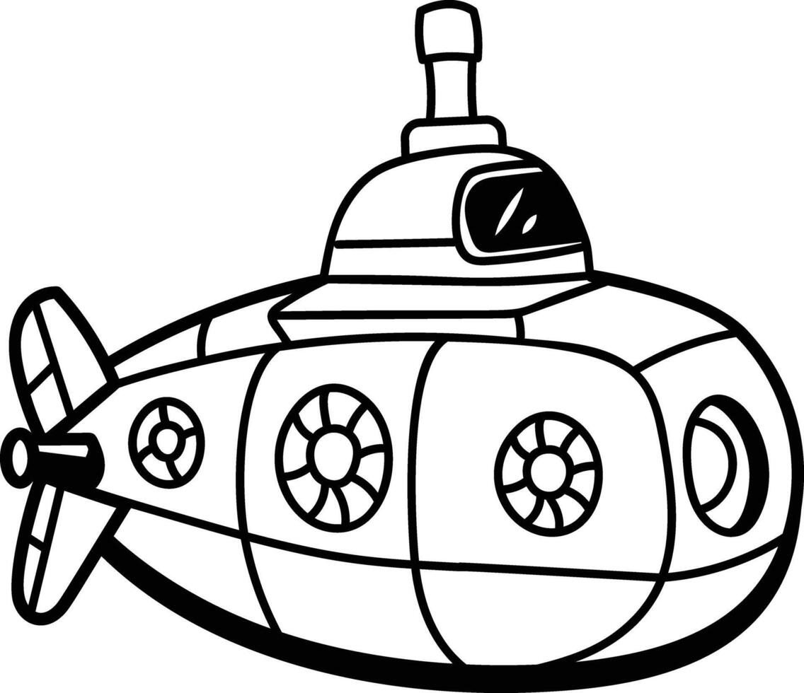 A doodle style icon of a submarine toy vector