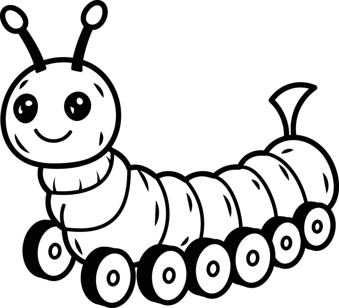 Cute caterpillar toy, hand drawn icon vector