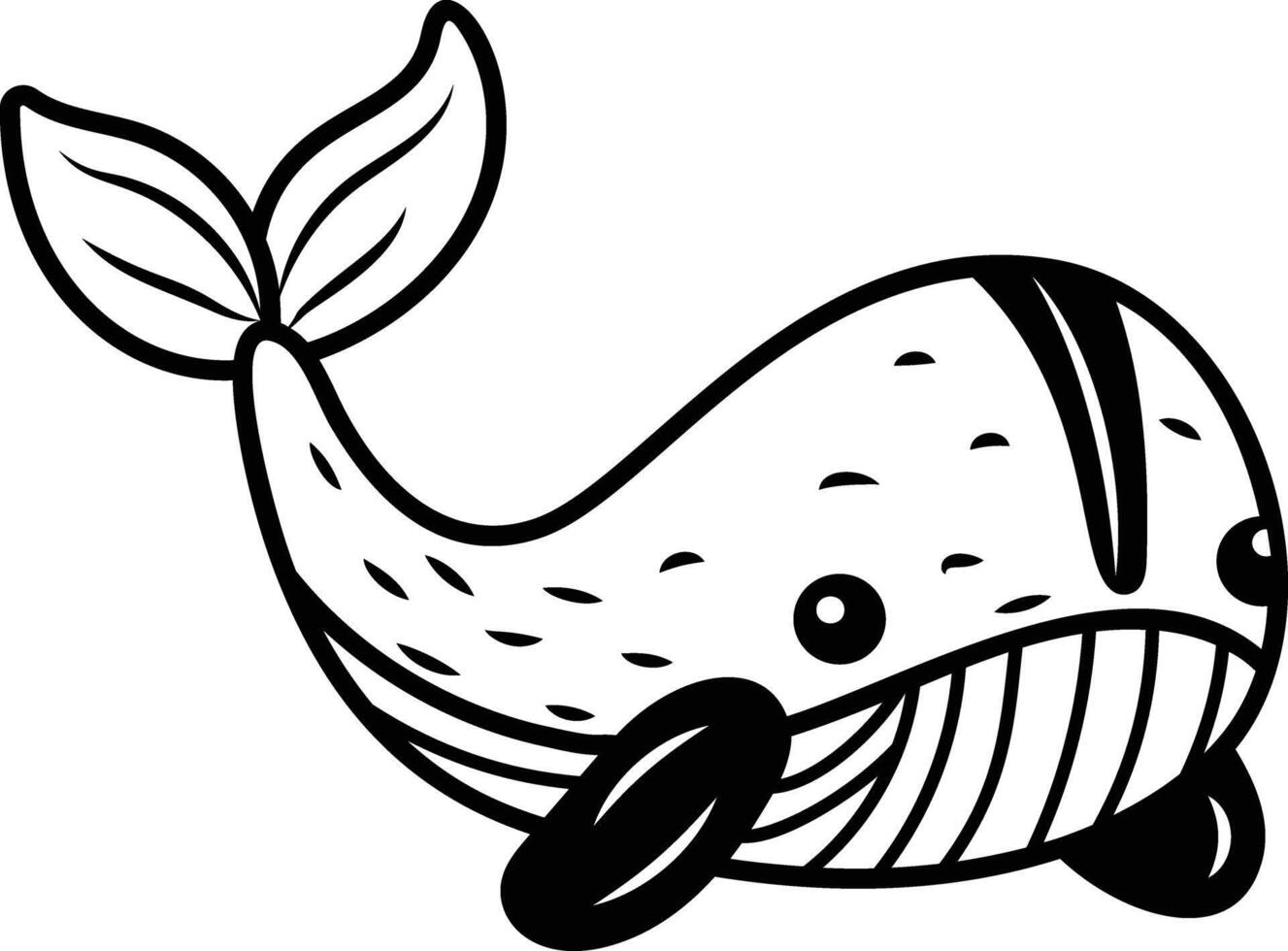 A hand drawn icon of a cute whale toy vector