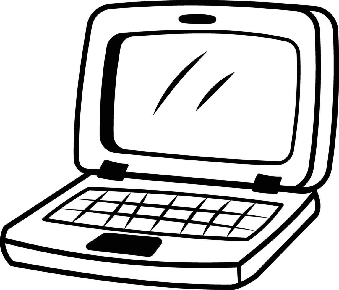 Doodle icon depicting a kids laptop toy vector