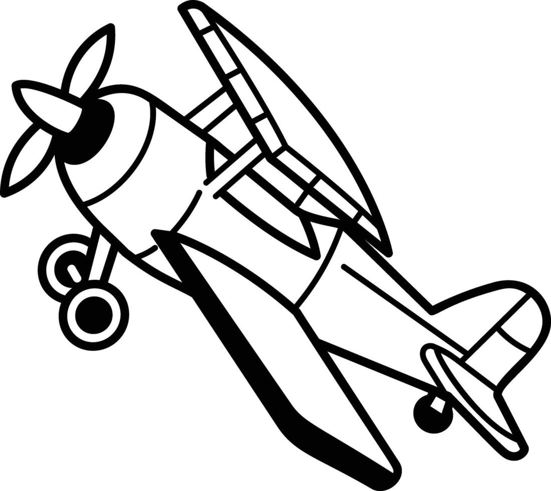 Flying plane toy, hand drawn icon vector