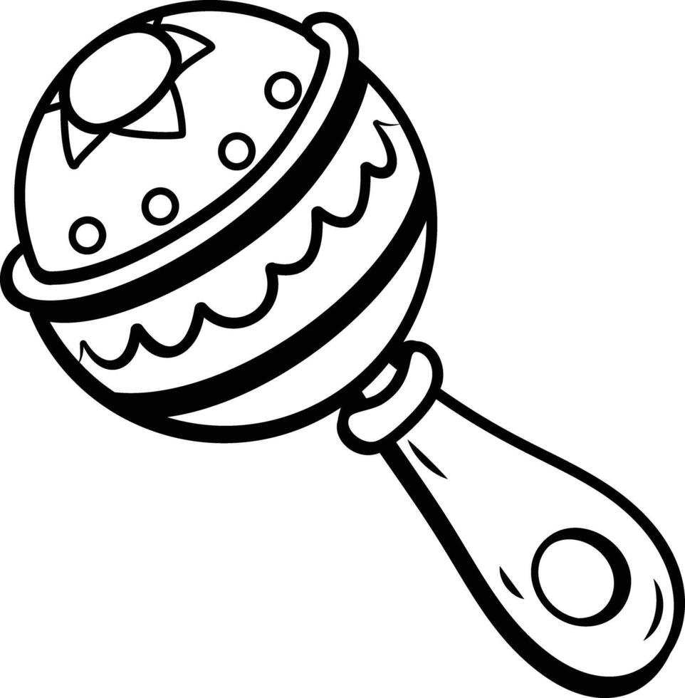 A doodle style icon of a baby rattle toy vector