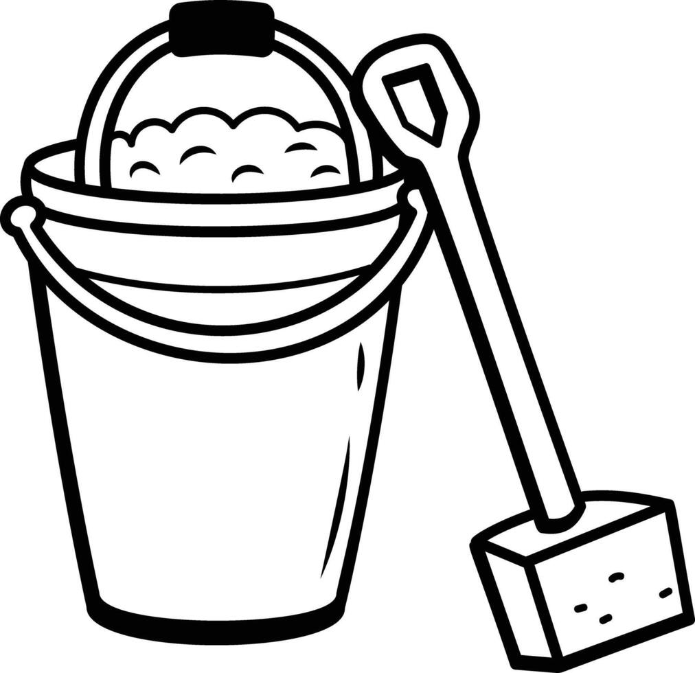 Doodle style icon of a sand bucket and shovel vector