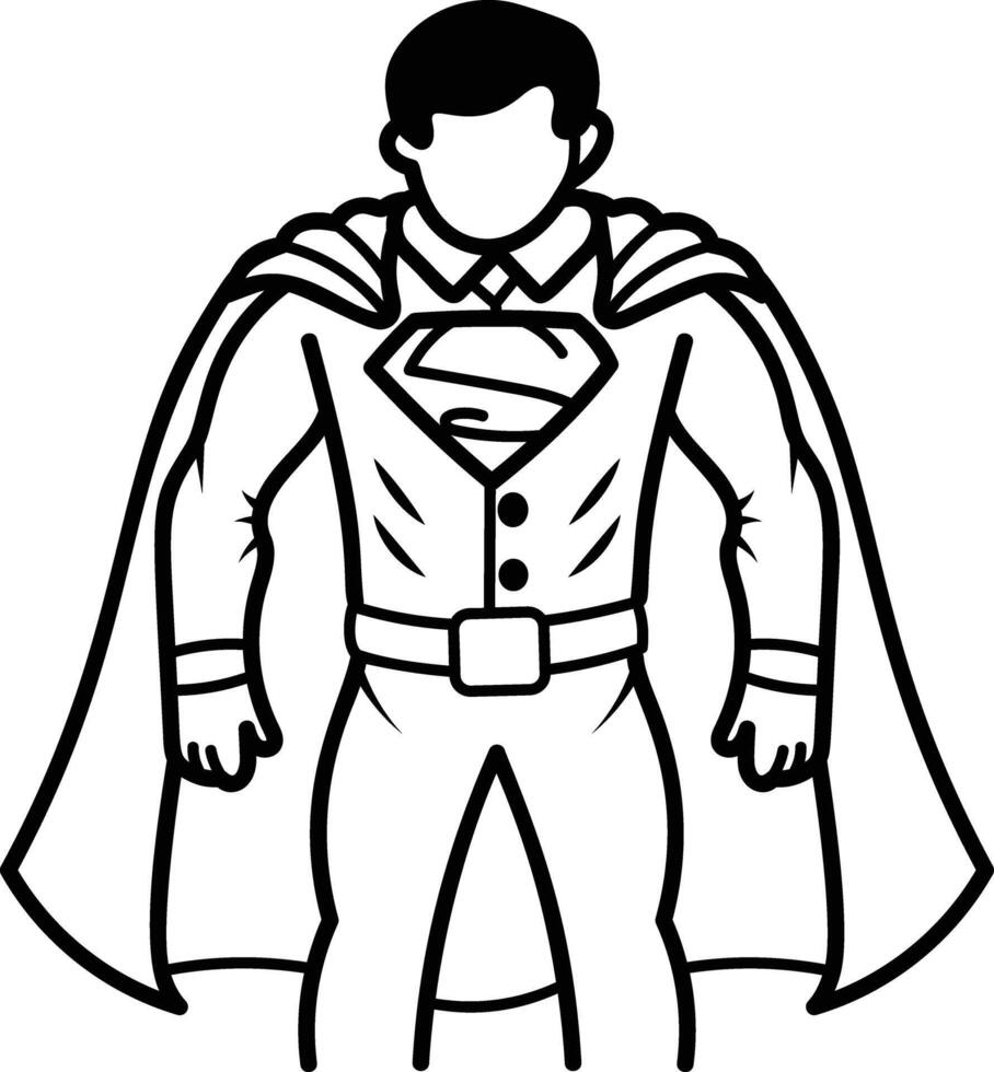 Hero toy wearing cape, doodle style icon vector