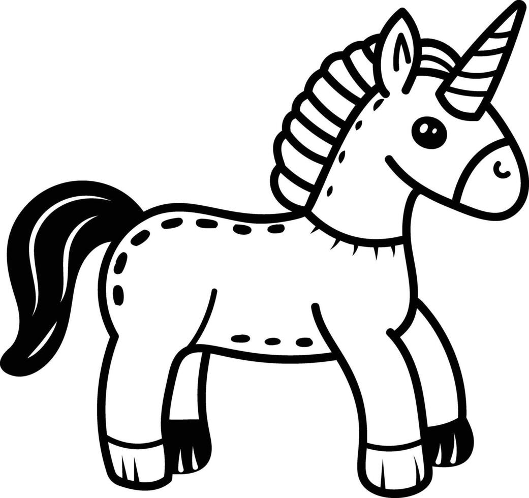 Hand drawn icon depicting a cute unicorn toy vector